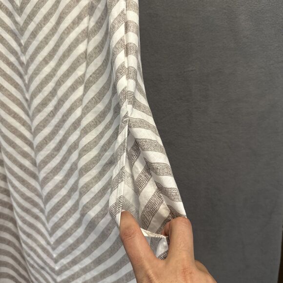 J. Jill Love Linen Maxi Dress 100% Linen Plus Size 3X White Striped Coastal - Picture 9 of 9